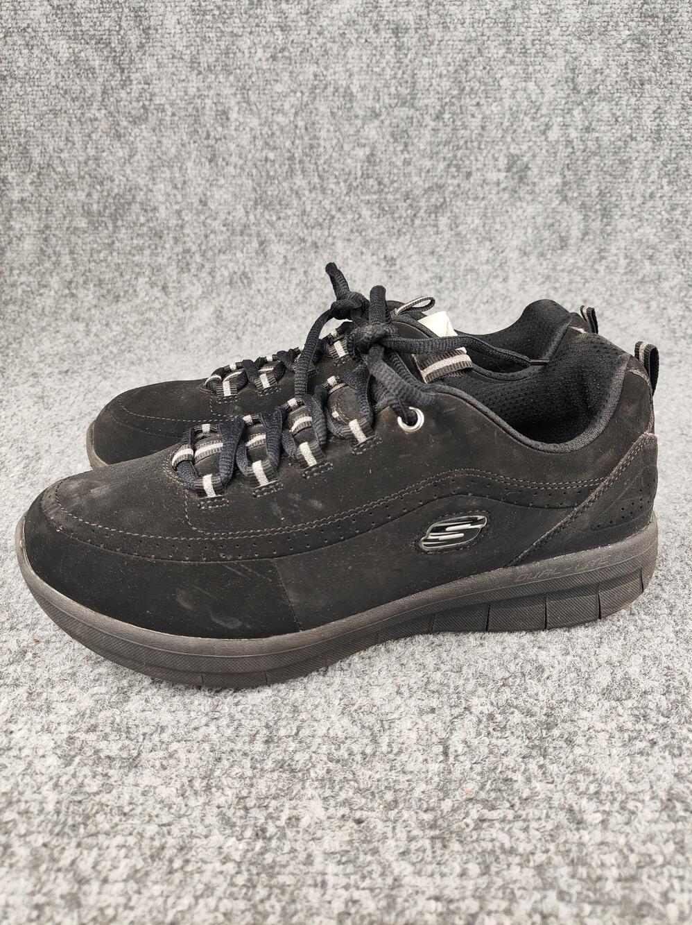 Skechers Shoes Womens Size 8 Black Leather Comfort Walking Sneakers SN 12364W